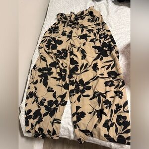 SHEIN Black and Tan Floral Wide Leg Pants